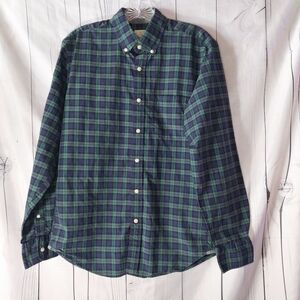 J.Crew men's slim fit button-down shirt in blue and green Black WatchTartan